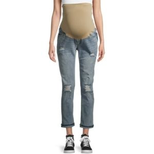 TIME AND TRU MATERNITY DISTRESSED DENIM BOYFRIEND JEANS